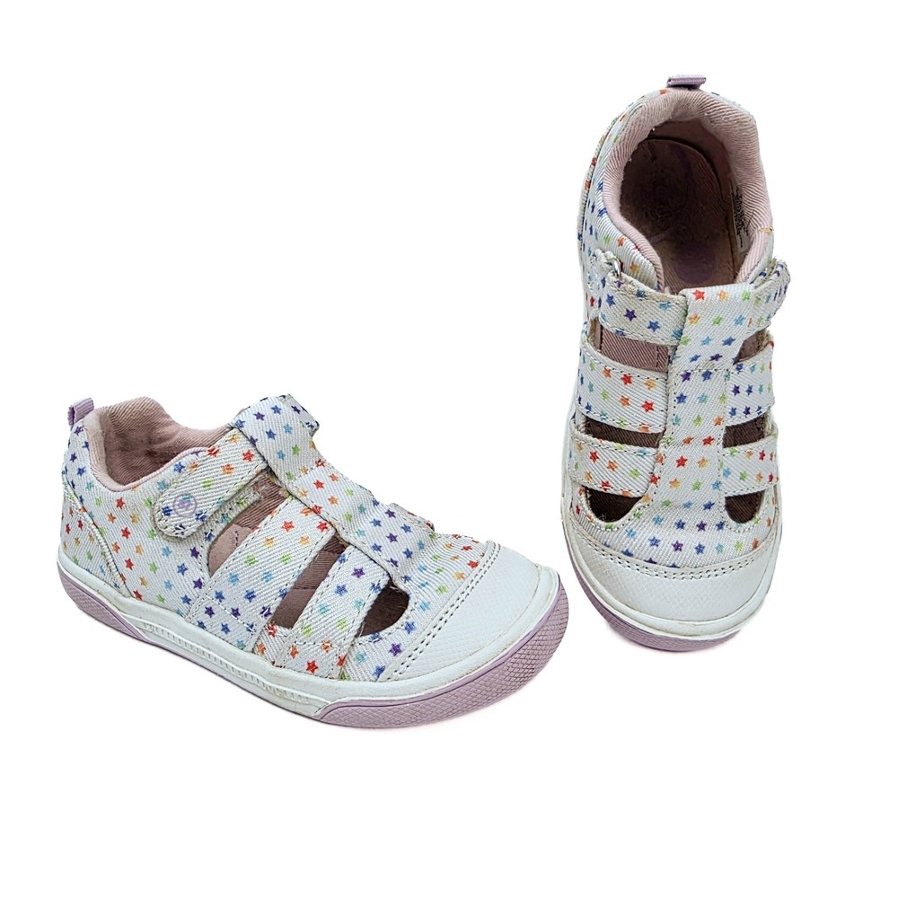 Stride Rite Hadley 2.0 Girls 8.5M Rainbow Star Sandal Sneakers White Hook Loop
